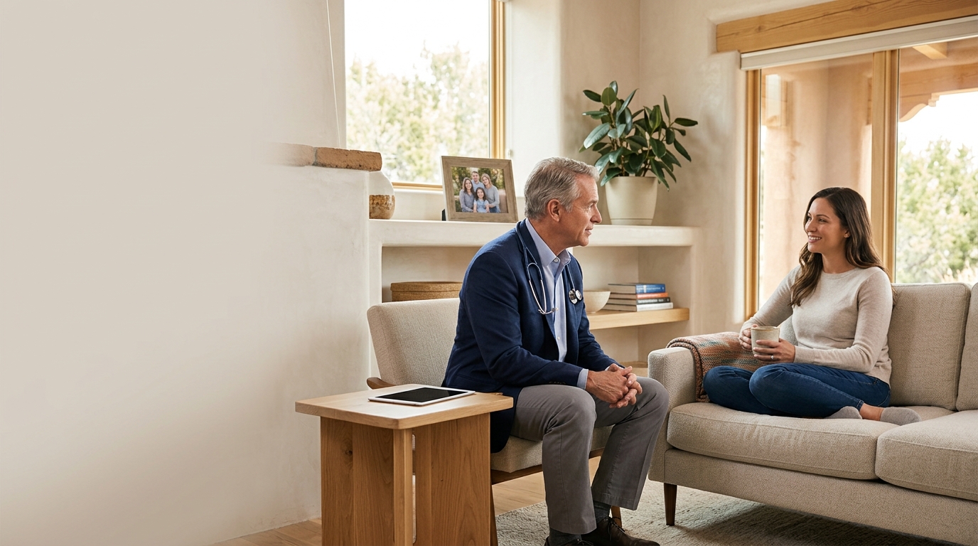 A Lifetouch physician visiting a patient at home in Albuquerque